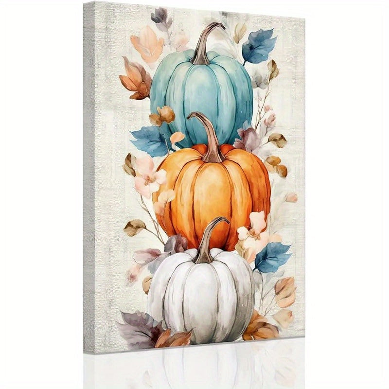 Autumn Harvest Pumpkins Canvas Wall Art — artwork room preview