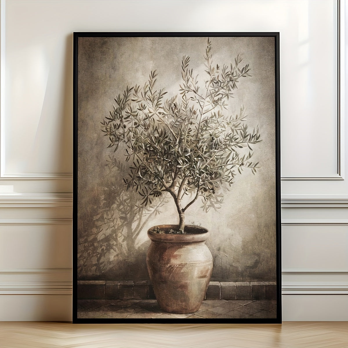 Vintage Olive Tree Canvas Wall Art — artwork room preview