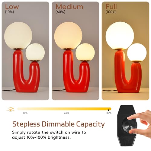 17.7 in Cactus Glass Table Lamp - Red - TPPGpn