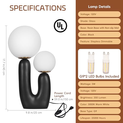 17.7 in Cactus Glass Table Lamp - Black - TPPGpn