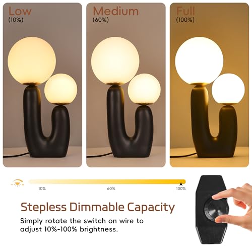 17.7 in Cactus Glass Table Lamp - Black - TPPGpn