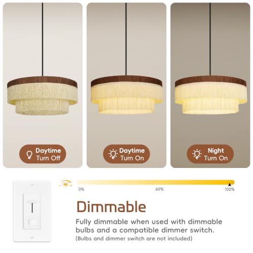 19.6 in 6-Light Raffia Tassel Chandelier - TPPGpn