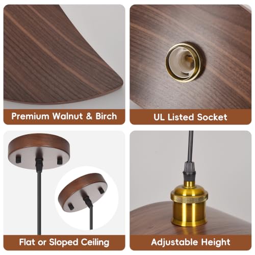 15.3 in Mid-Century Wood Pendant Light - TPPGpn