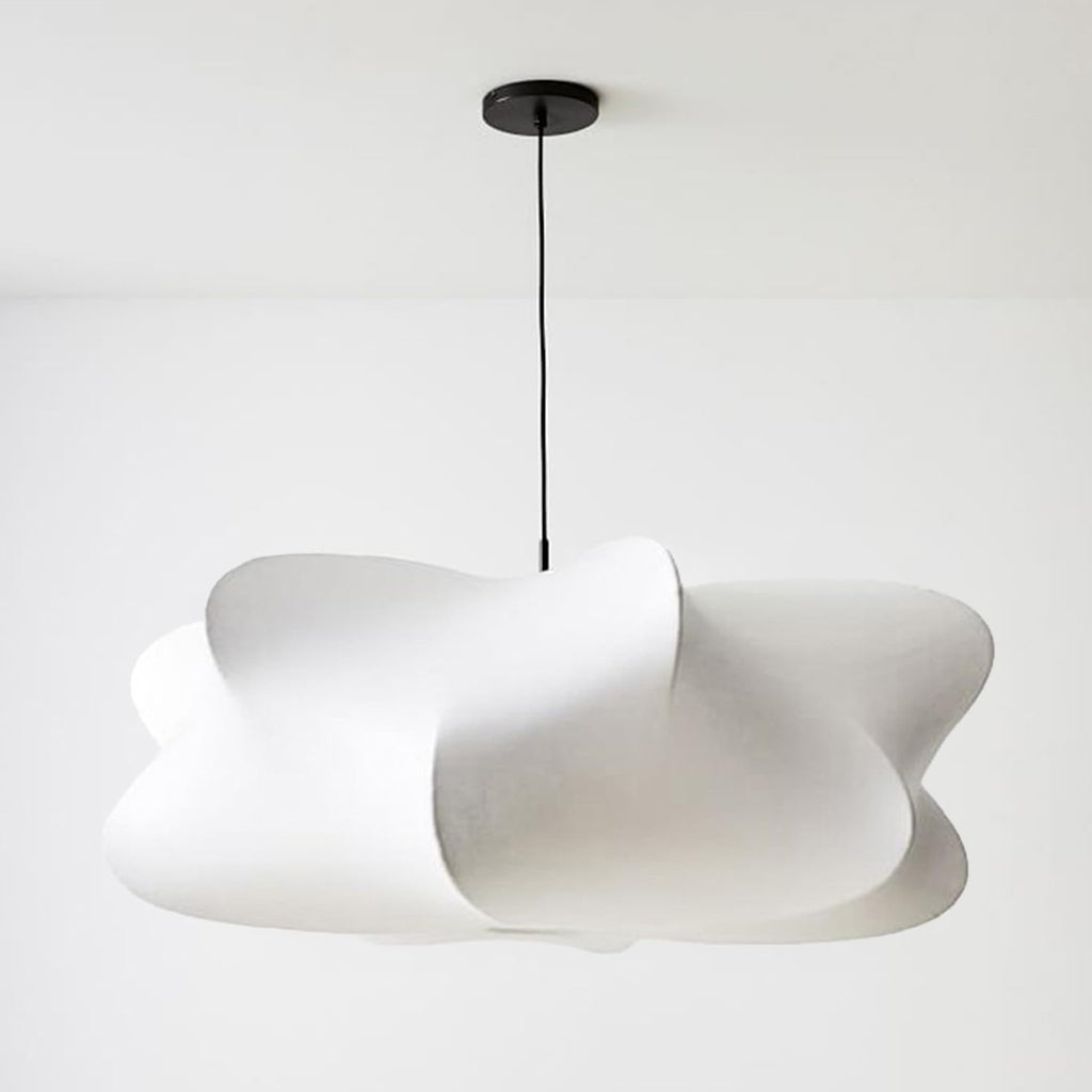 20 in Japanese-Style Fabric Pendant Light – White – image 10