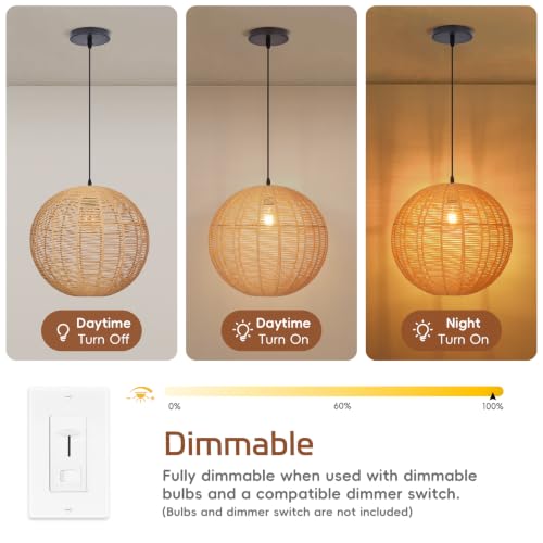15.7 in Woven Rattan Globe Pendant Light - TPPGpn