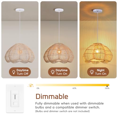 17.7 in Tulip Rattan Pendant Light - TPPGpn
