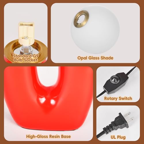 17.7 in Cactus Glass Table Lamp - Red - TPPGpn