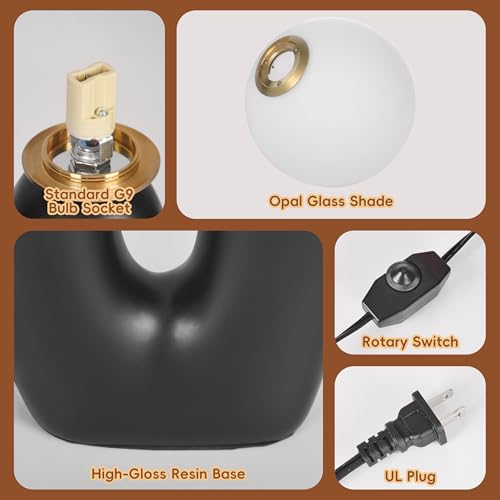 17.7 in Cactus Glass Table Lamp - Black - TPPGpn