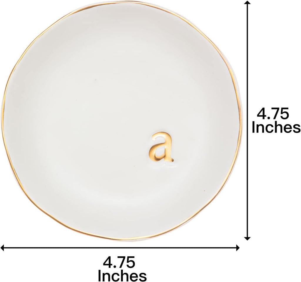COLLECTIVE HOME - Ceramic Jewelry Tray, Decorative Trinket Dish for Rings Earrings Necklaces Bracelet Watch Keys, Birthday Mother's Day Christmas Gift for Women, 4.75", White Surface (M)