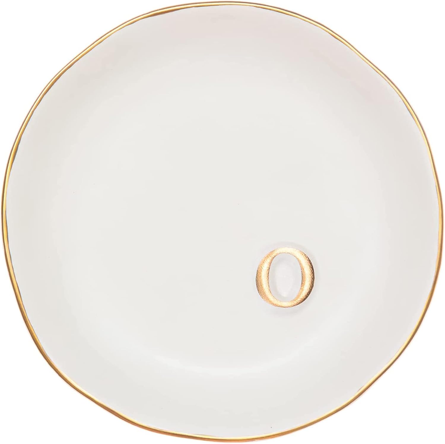 COLLECTIVE HOME - Ceramic Jewelry Tray, Decorative Trinket Dish for Rings Earrings Necklaces Bracelet Watch Keys, Birthday Mother's Day Christmas Gift for Women, 4.75", White Surface (M)