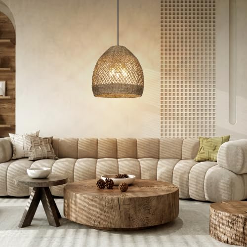 17.7 in 5-Light Woven Rattan Chandelier - TPPGpn