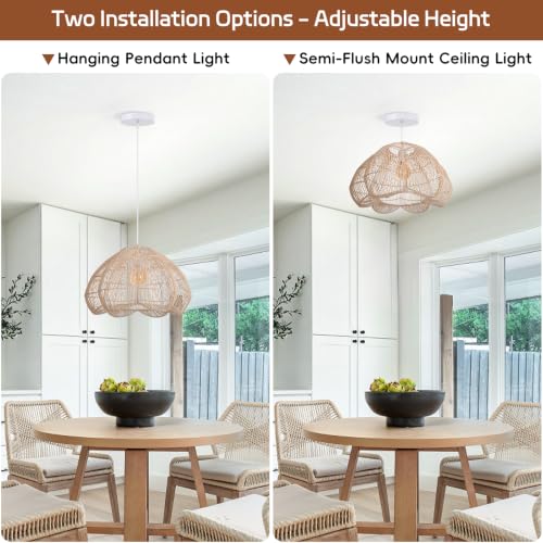 17.7 in Tulip Rattan Pendant Light - TPPGpn