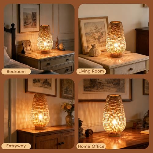 15 in Teardrop Bamboo Table Lamp - Natural - TPPGpn