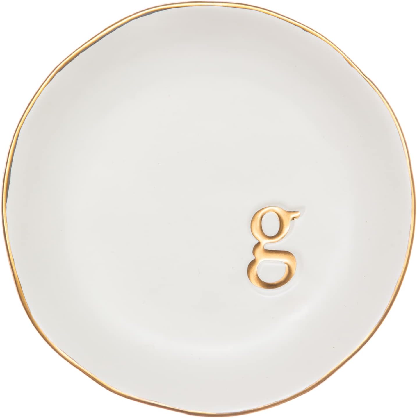 COLLECTIVE HOME - Ceramic Jewelry Tray, Decorative Trinket Dish for Rings Earrings Necklaces Bracelet Watch Keys, Birthday Mother's Day Christmas Gift for Women, 4.75", White Surface (M)