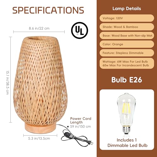 15 in Teardrop Bamboo Table Lamp - Natural - TPPGpn