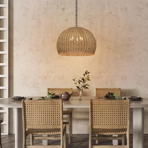 19.7 in 5-Light Rattan Dome Chandelier - TPPGpn