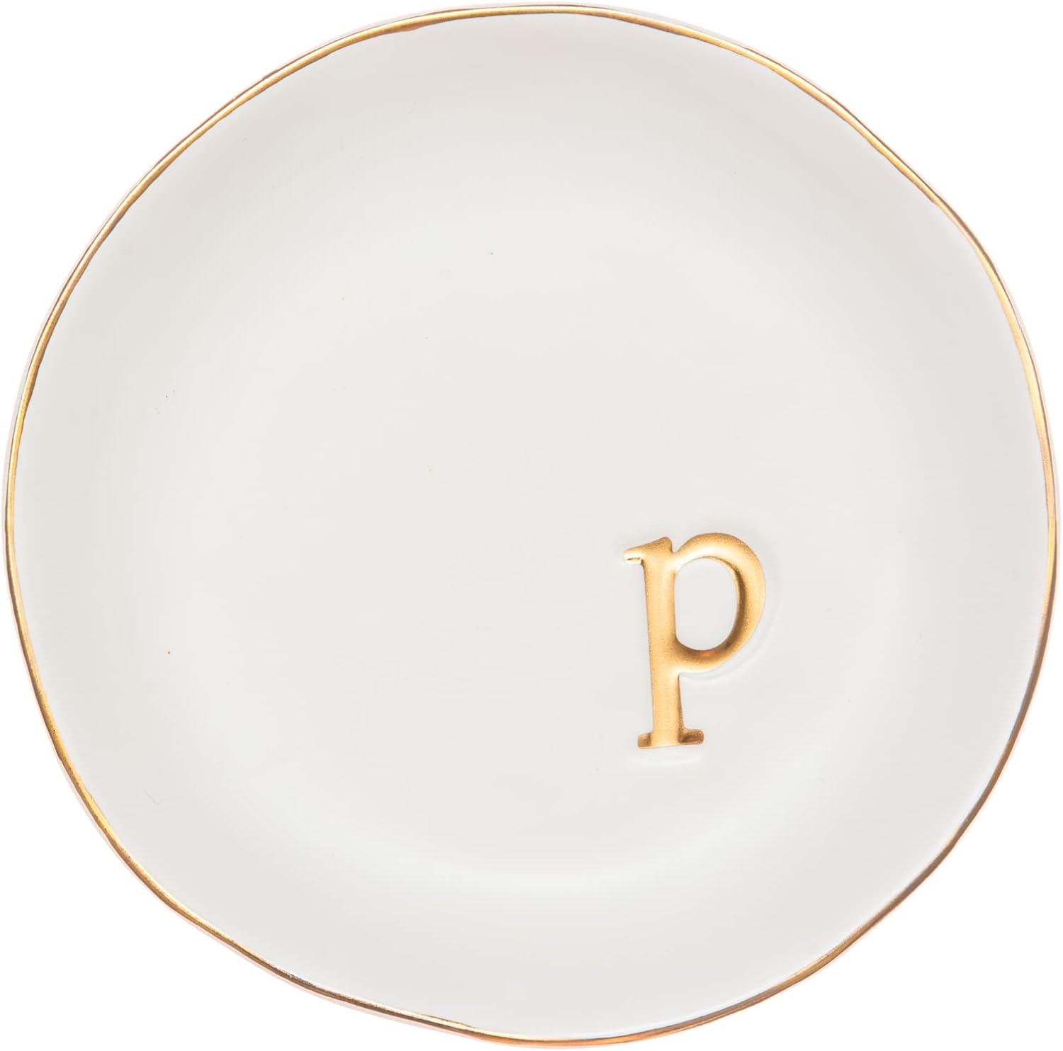 COLLECTIVE HOME - Ceramic Jewelry Tray, Decorative Trinket Dish for Rings Earrings Necklaces Bracelet Watch Keys, Birthday Mother's Day Christmas Gift for Women, 4.75", White Surface (M)