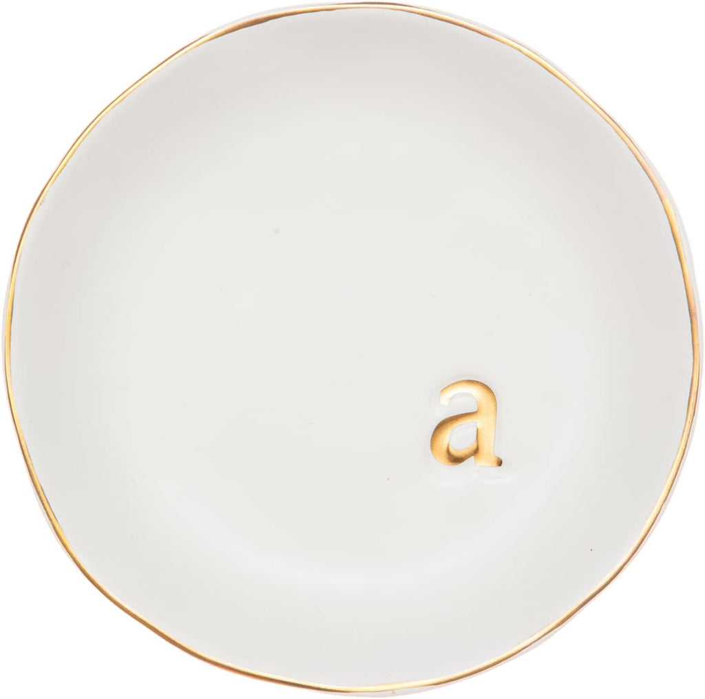 COLLECTIVE HOME - Ceramic Jewelry Tray, Decorative Trinket Dish for Rings Earrings Necklaces Bracelet Watch Keys, Birthday Mother's Day Christmas Gift for Women, 4.75", White Surface (M)
