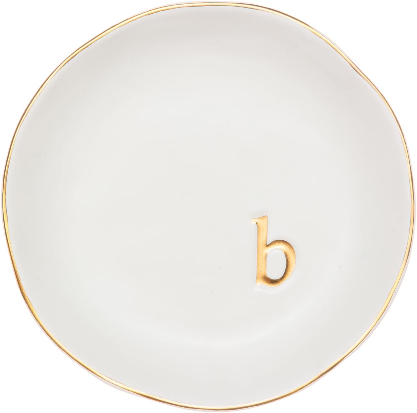 COLLECTIVE HOME - Ceramic Jewelry Tray, Decorative Trinket Dish for Rings Earrings Necklaces Bracelet Watch Keys, Birthday Mother's Day Christmas Gift for Women, 4.75", White Surface (M)