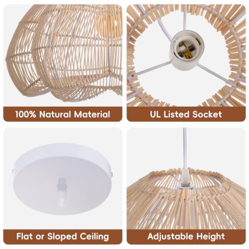 17.7 in Tulip Rattan Pendant Light - TPPGpn
