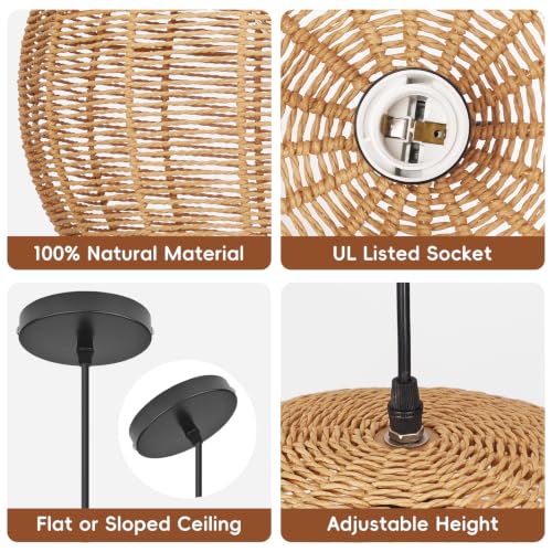 15.7 in Woven Rattan Globe Pendant Light - TPPGpn