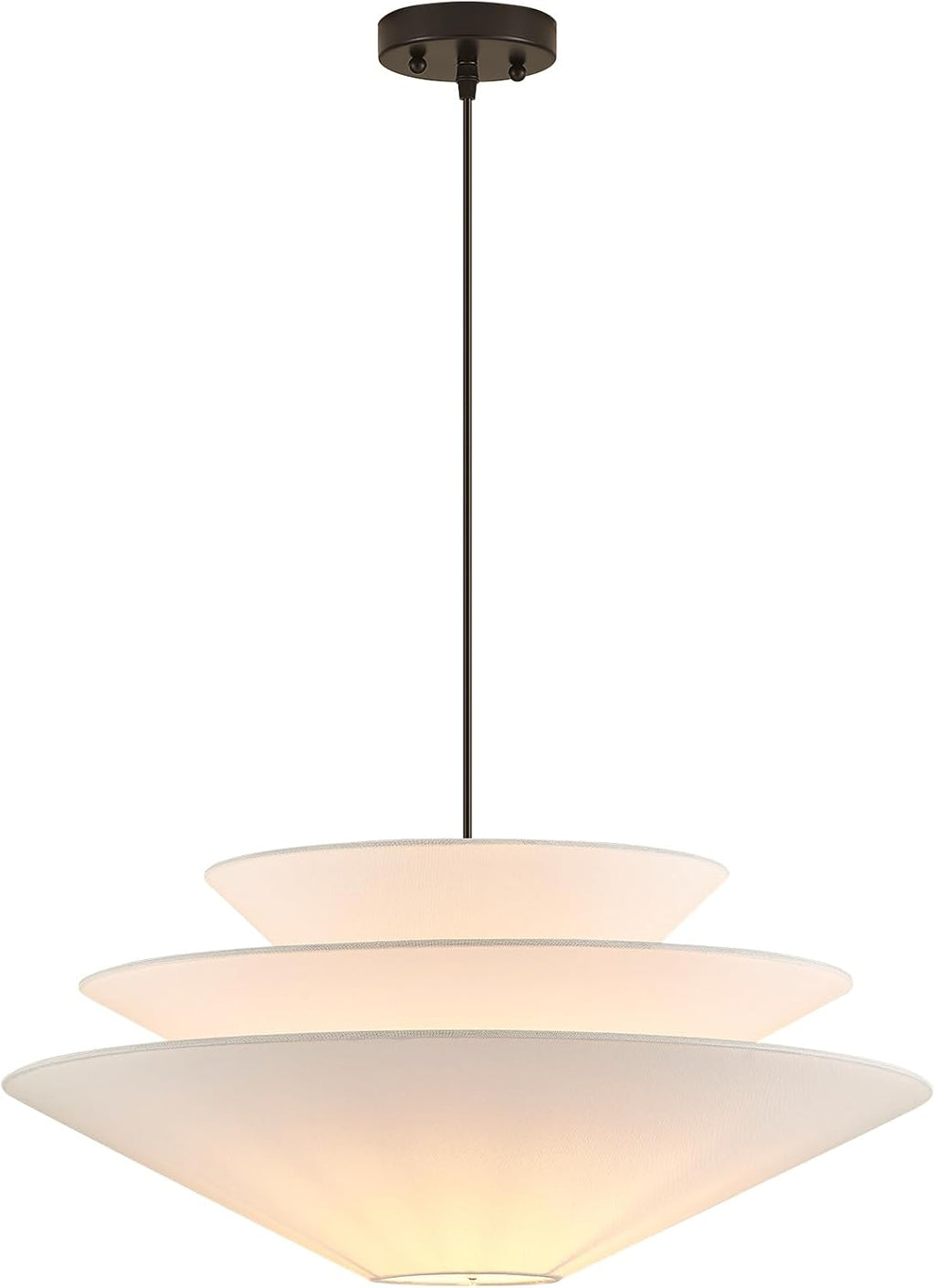 24 in Three-Layer Linen Pendant Light – Off White – image 8