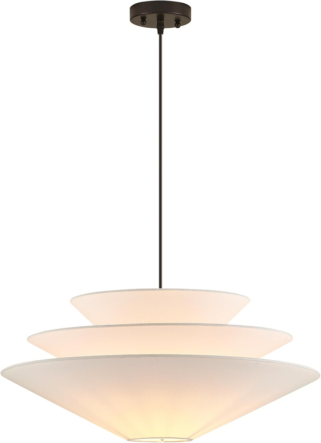 24 in Three-Layer Linen Pendant Light – Off White – image 8
