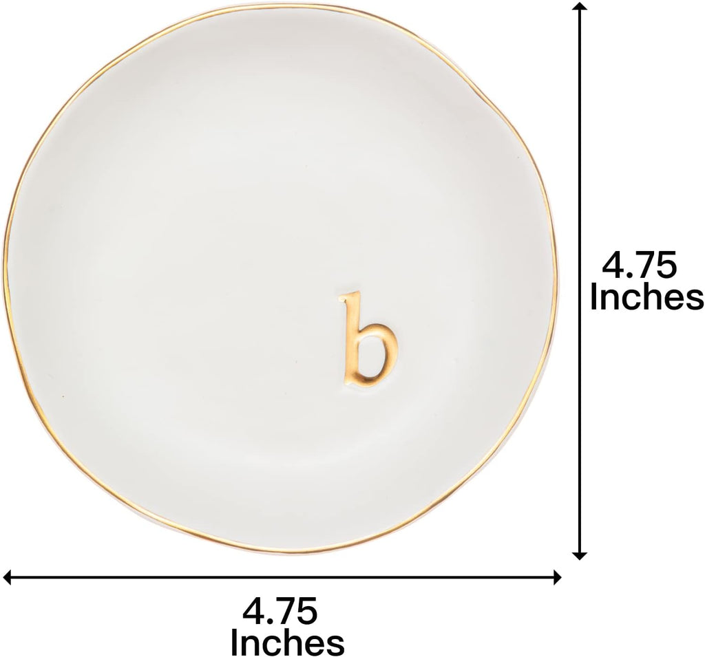 COLLECTIVE HOME - Ceramic Jewelry Tray, Decorative Trinket Dish for Rings Earrings Necklaces Bracelet Watch Keys, Birthday Mother's Day Christmas Gift for Women, 4.75", White Surface (M)