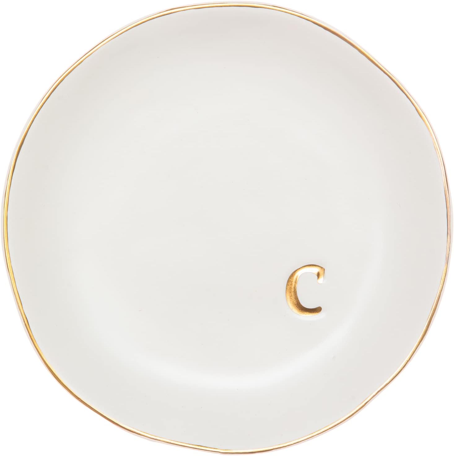 COLLECTIVE HOME - Ceramic Jewelry Tray, Decorative Trinket Dish for Rings Earrings Necklaces Bracelet Watch Keys, Birthday Mother's Day Christmas Gift for Women, 4.75", White Surface (M)
