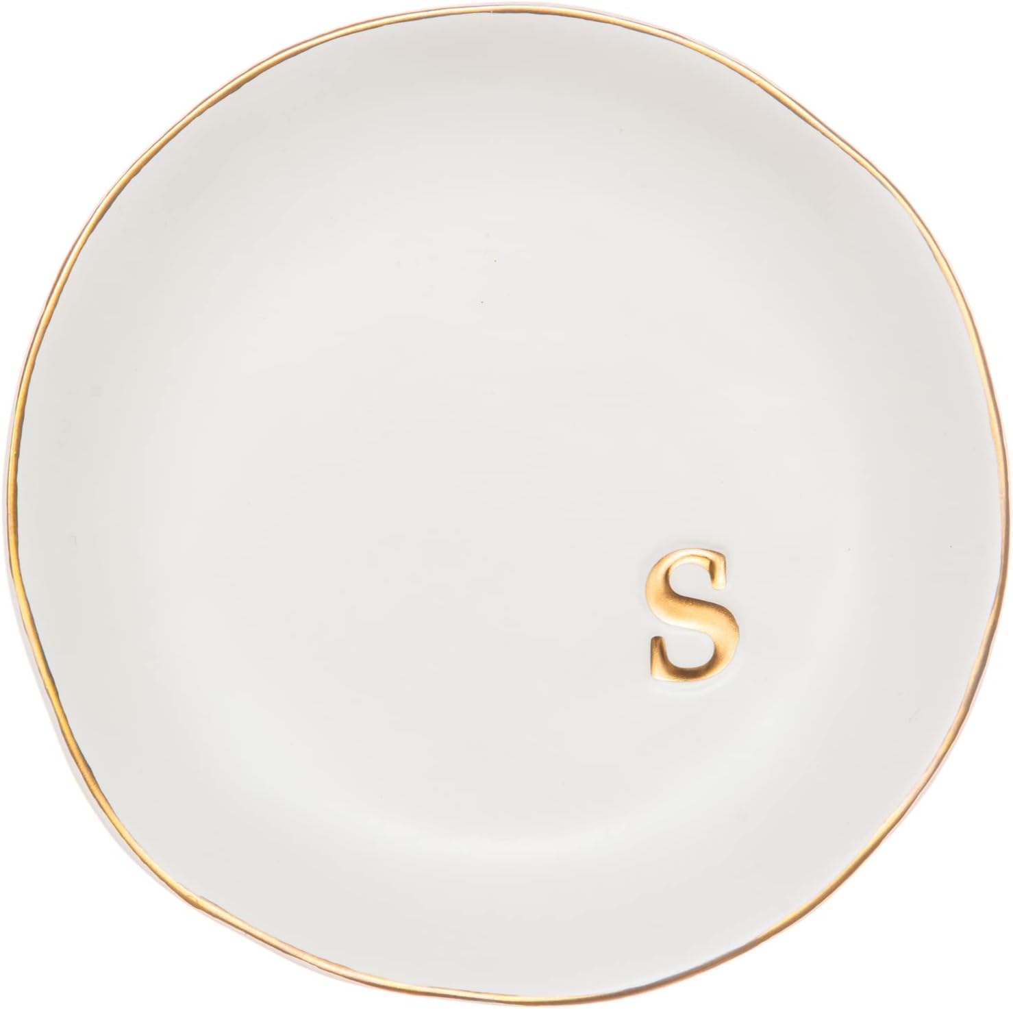 COLLECTIVE HOME - Ceramic Jewelry Tray, Decorative Trinket Dish for Rings Earrings Necklaces Bracelet Watch Keys, Birthday Mother's Day Christmas Gift for Women, 4.75", White Surface (M)