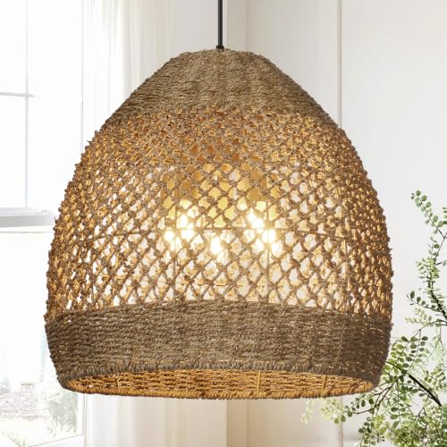 17.7 in 5-Light Woven Rattan Chandelier - TPPGpn