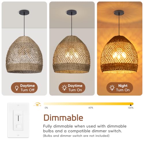 17.7 in 5-Light Woven Rattan Chandelier - TPPGpn