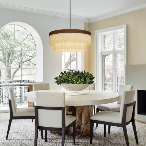 19.6 in 6-Light Raffia Tassel Chandelier - TPPGpn