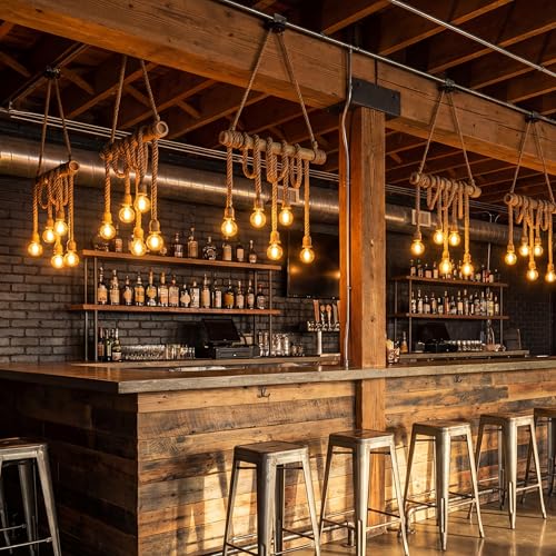 27.5 in 5-Light Bamboo & Rope Chandelier - TPPGpn
