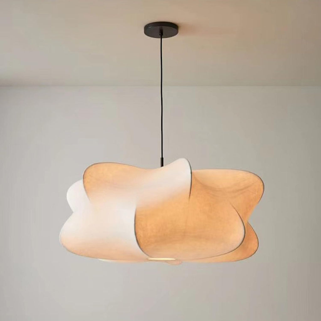 20 in Japanese-Style Fabric Pendant Light – White – image 1