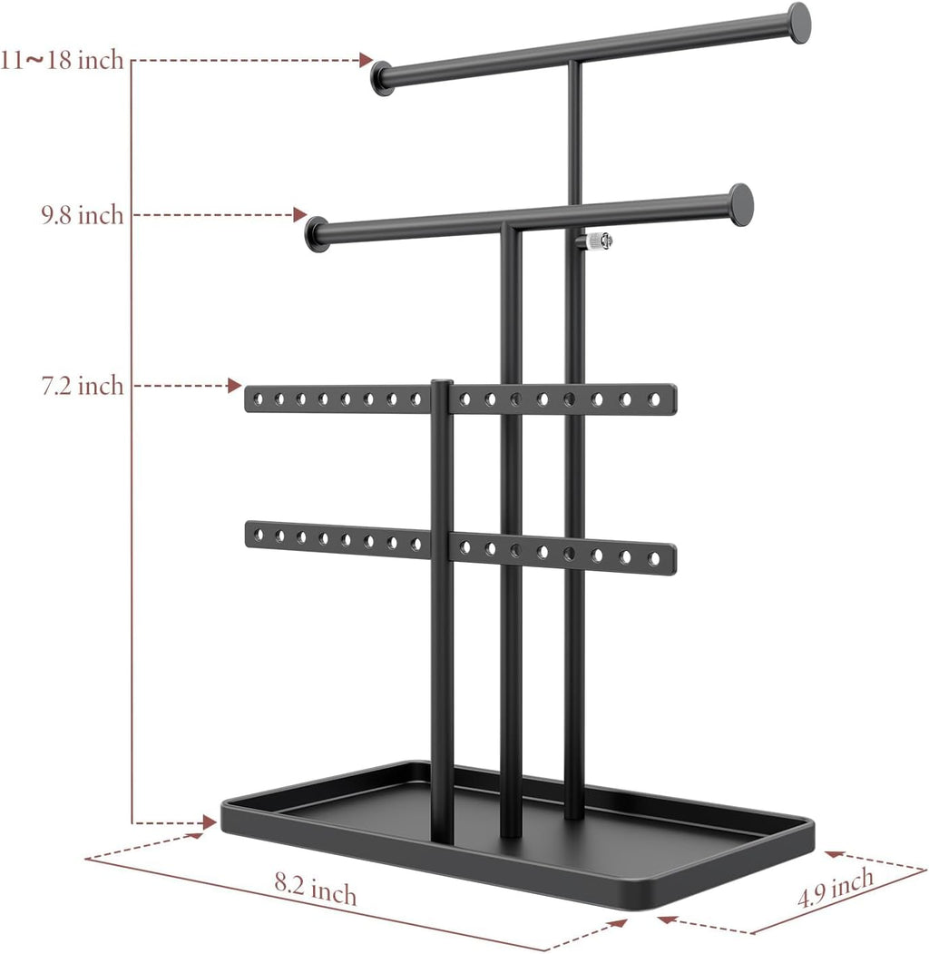Jewelry Holder Organizer Necklace Display: Metal Aesthetic Room Decor Tree Stand for Necklace Bracelet Hanger and Earrings Storage beautiful jewelry tower for mom wife girlfriend (Gold)