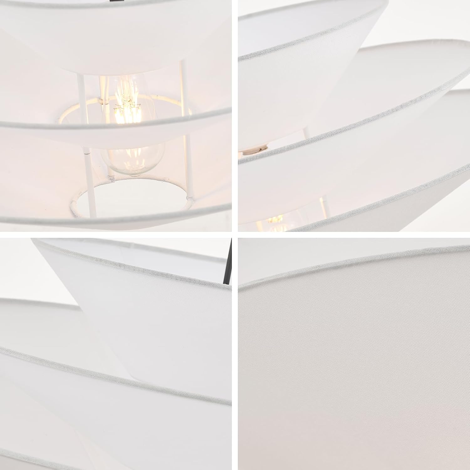 24 in Three-Layer Linen Pendant Light – Off White – image 7