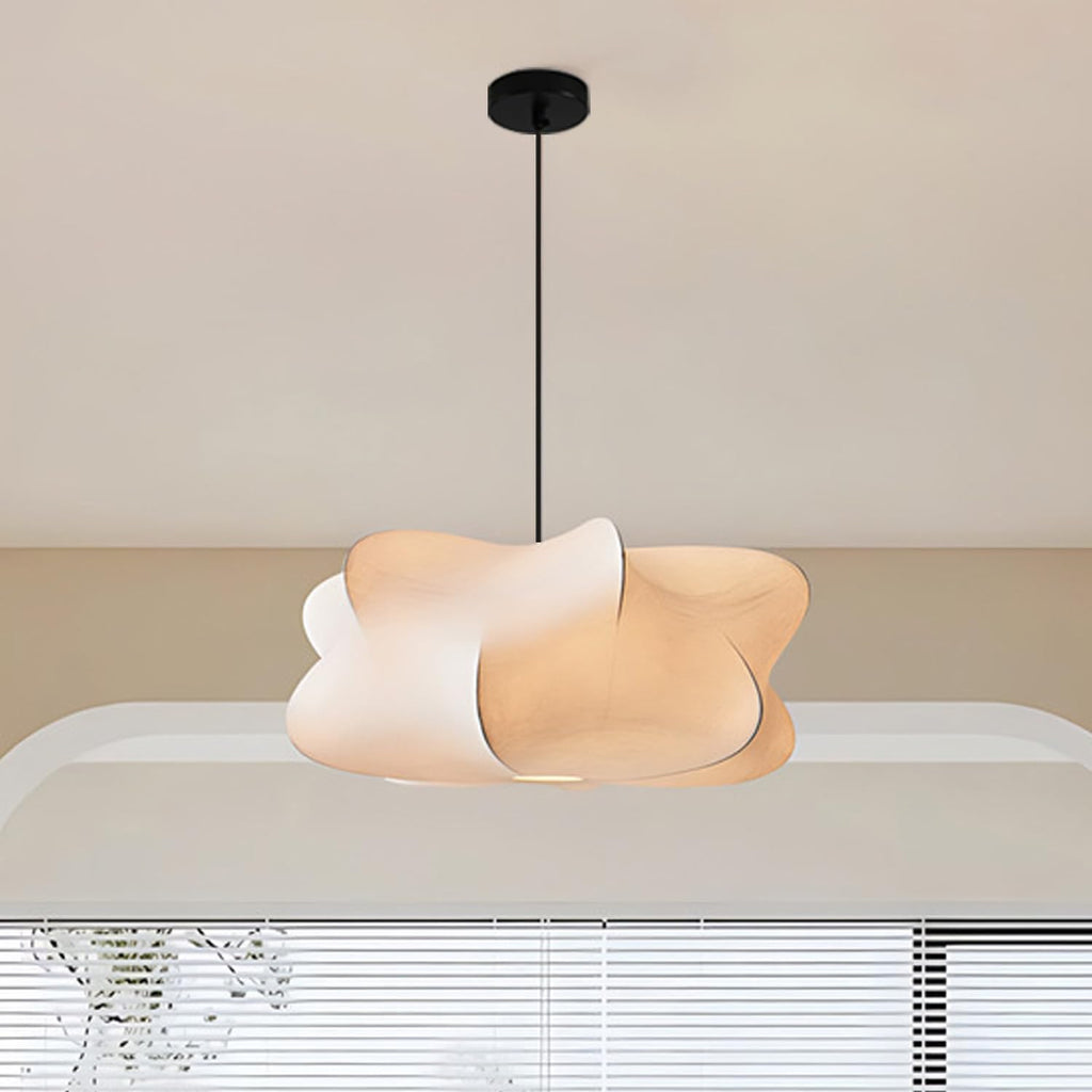 20 in Japanese-Style Fabric Pendant Light – White – image 5