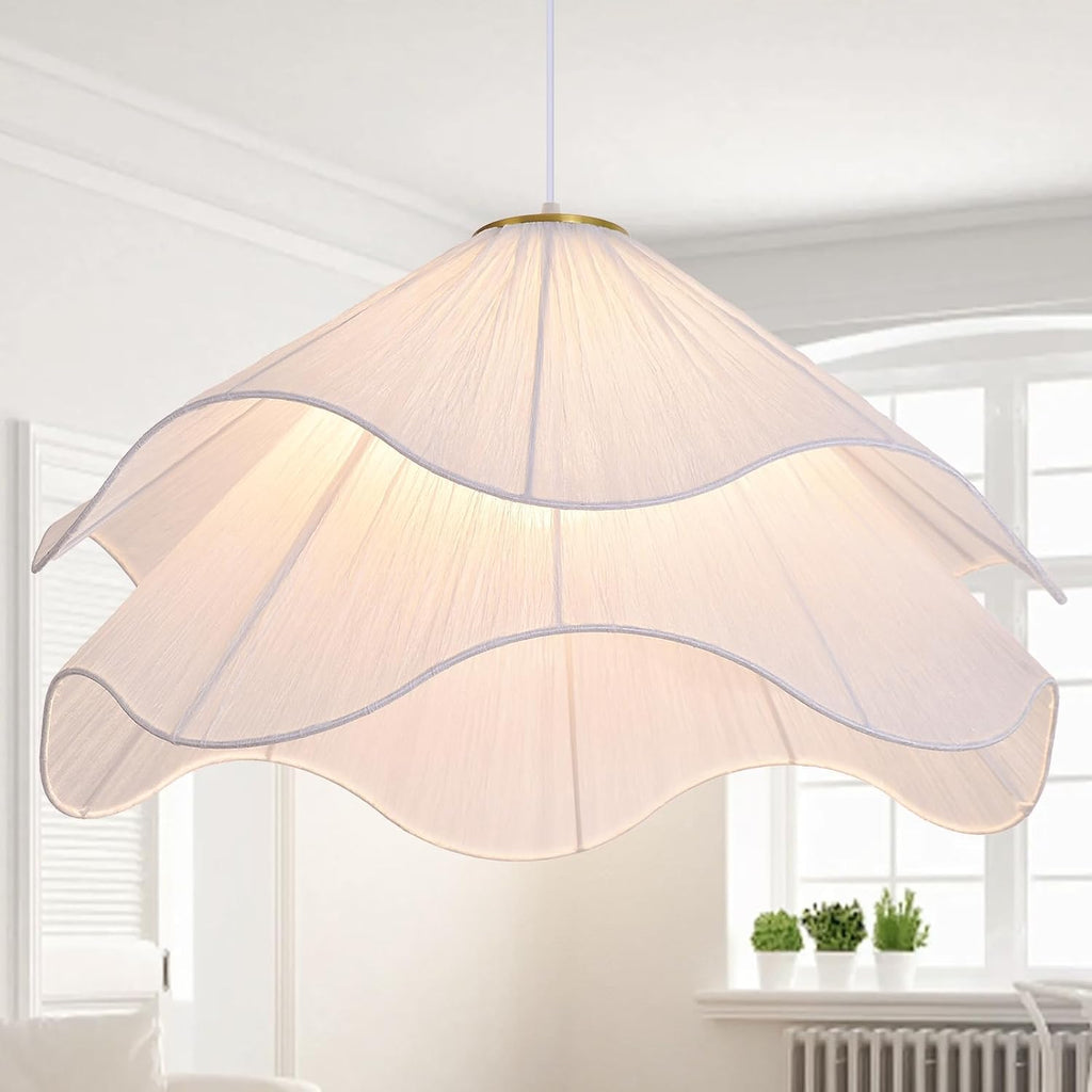 19.7 in Petal Fabric Pendant Light – White – image 10