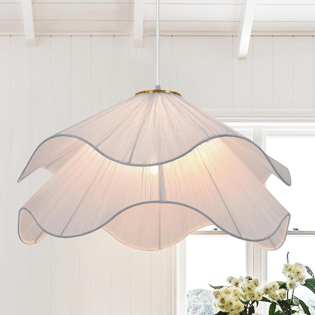 19.7 in Petal Fabric Pendant Light – White – image 1