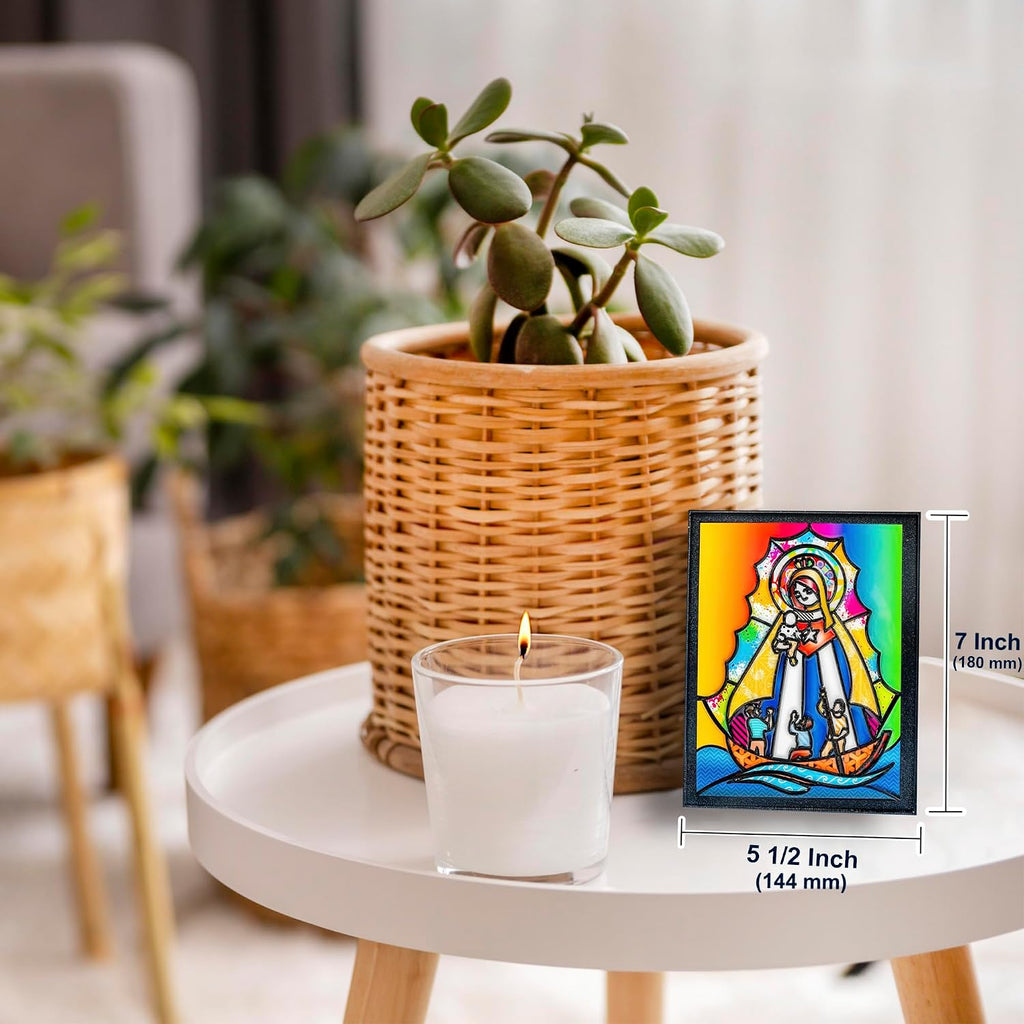 Imagen de la Virgen de la Caridad del Cobre con Marco.Framed 5x7 Artwork of Our Lady of Charity ready to decor your Living Room,Bedroom or Office.
