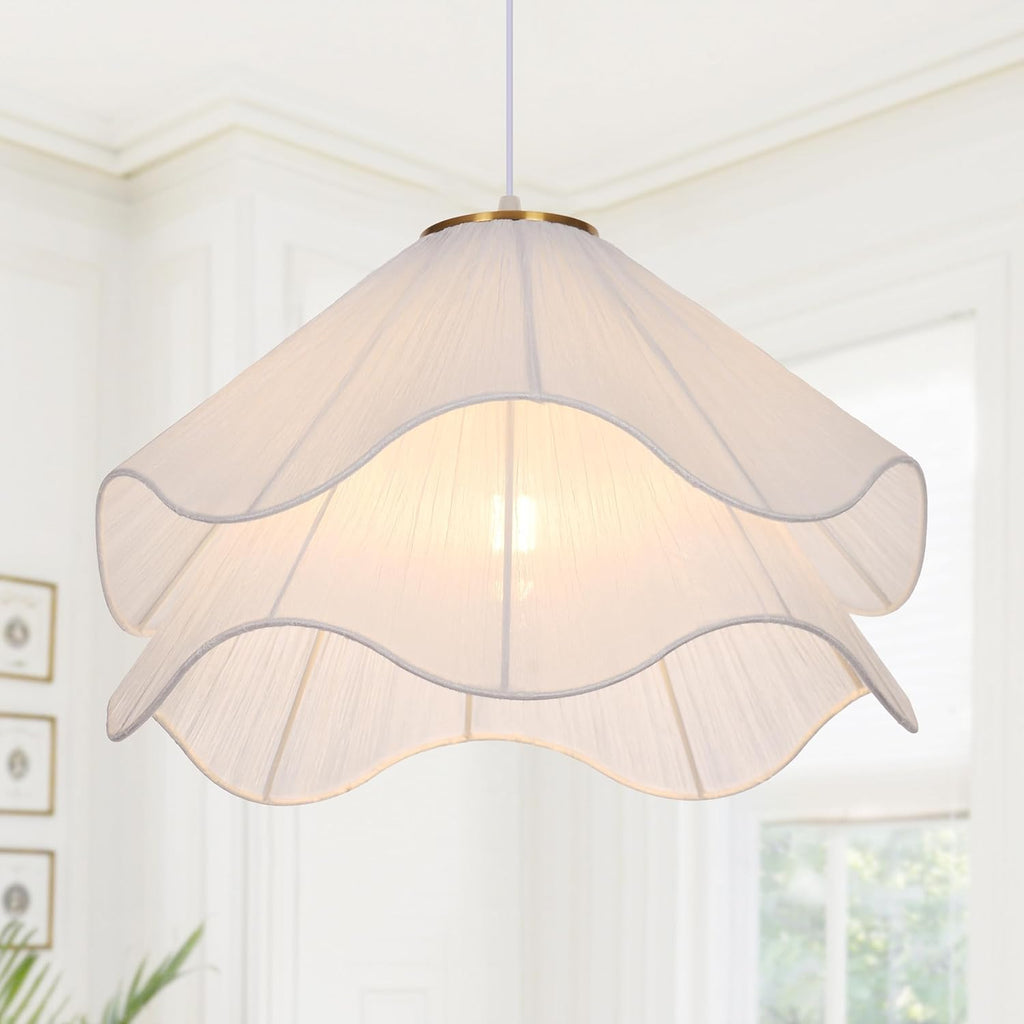 19.7 in Petal Fabric Pendant Light – White – image 11