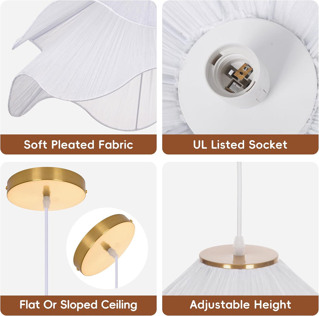 19.7 in Petal Fabric Pendant Light – White – image 2