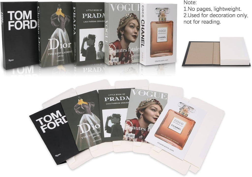 Fake Books for Decoration, Decorative Books for Home Decor, Bookshelf Coffee Table Designer Decor Set Aesthetic, Faux Books for Console Living Room TV Stand Entry Luxury Fireplace End Table 5Pcs