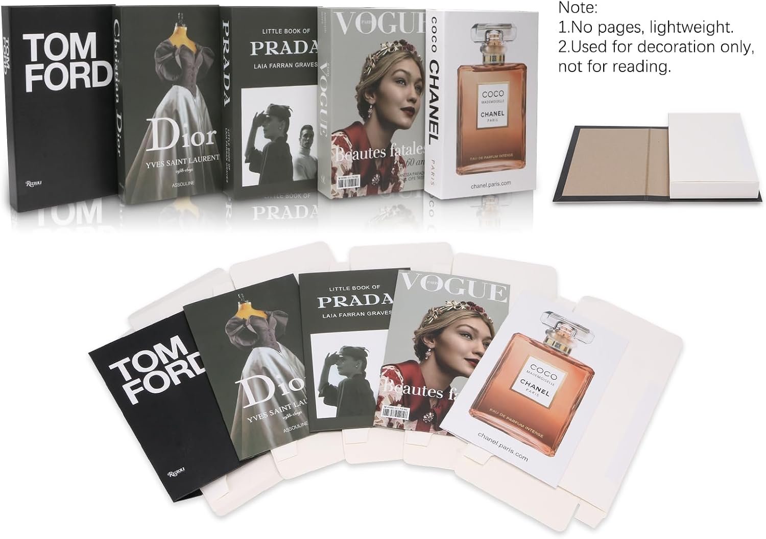 Fake Books for Decoration, Decorative Books for Home Decor, Bookshelf Coffee Table Designer Decor Set Aesthetic, Faux Books for Console Living Room TV Stand Entry Luxury Fireplace End Table 5Pcs