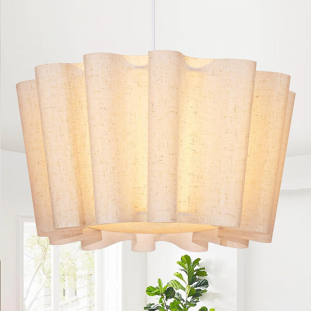 15.7 in Linen Petal Pendant Light – Beige – image 11