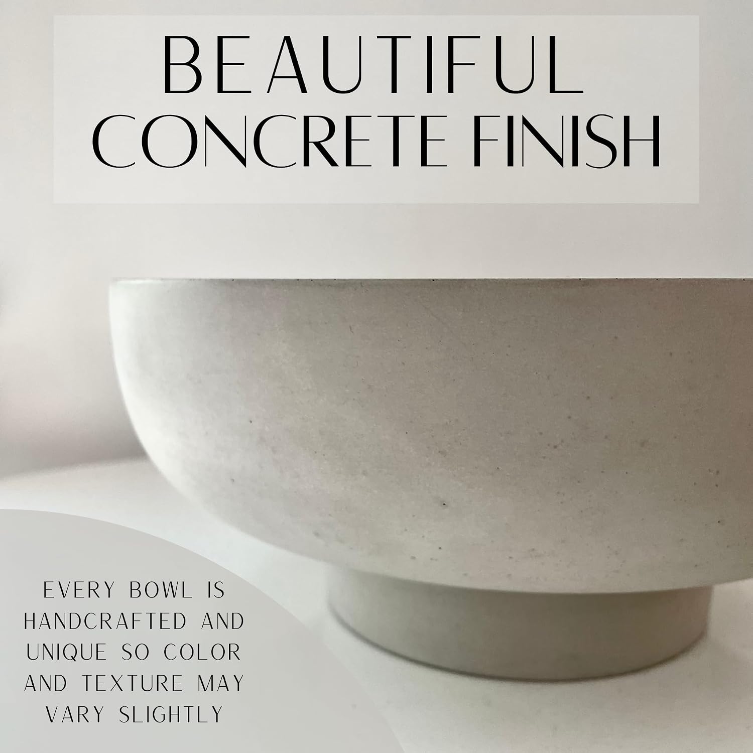OAKOA Concrete Fruit Bowl for Kitchen Counter - Large Decorative Bowl for Home Decor - Modern Pedestal Bowl - Key Bowl for Entry Table - Footed Bowl - Entryway Bowl for Keys