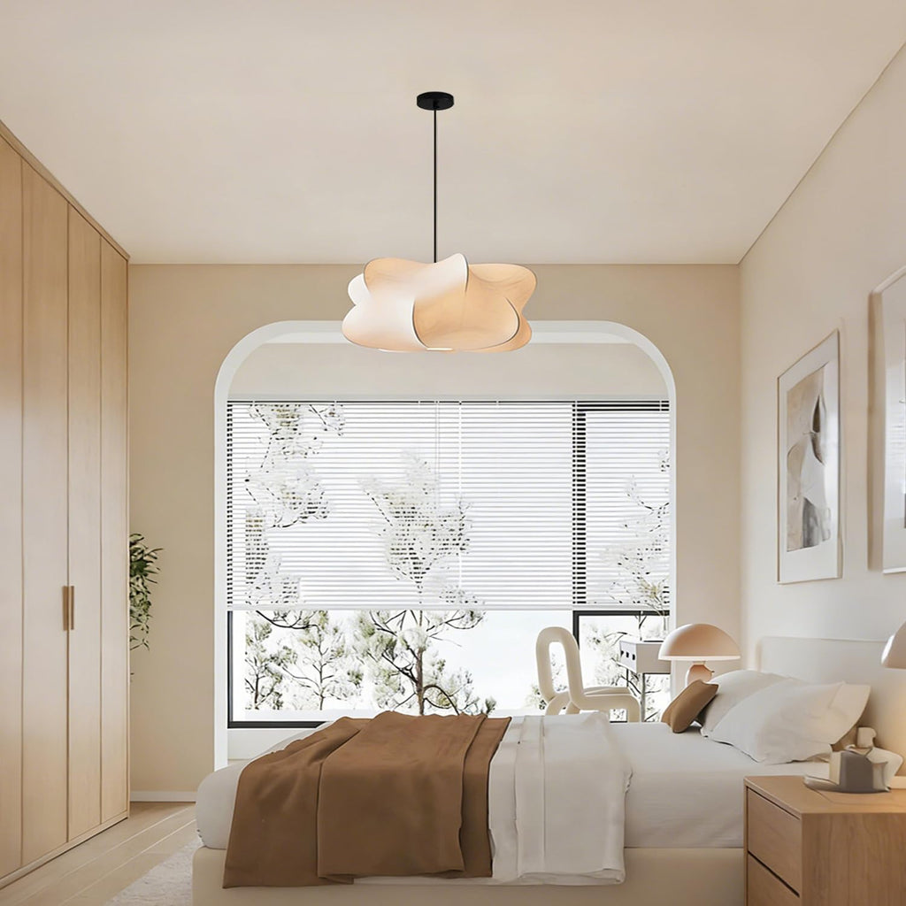 20 in Japanese-Style Fabric Pendant Light – White – image 3
