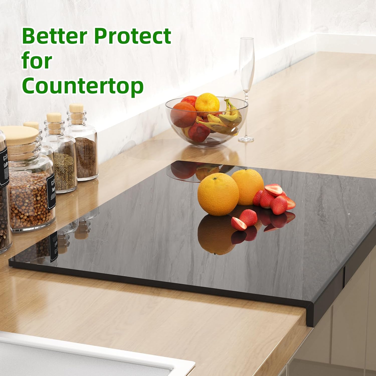 Acrylic Cutting Board with Counter Lip,17.5"x13.5" Clear Cutting Board for Kitchen Countertop,Non-Slip,60% Thicker,Perfect for Bread,Meat,Veggies & More,Great Kitchen Essential Gadgets & Decor