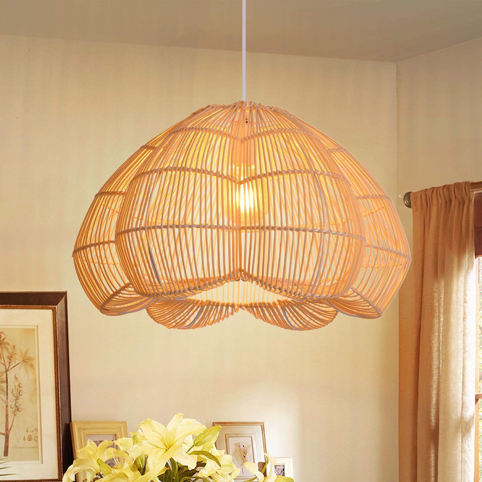 17.7 in Tulip Rattan Pendant Light - TPPGpn